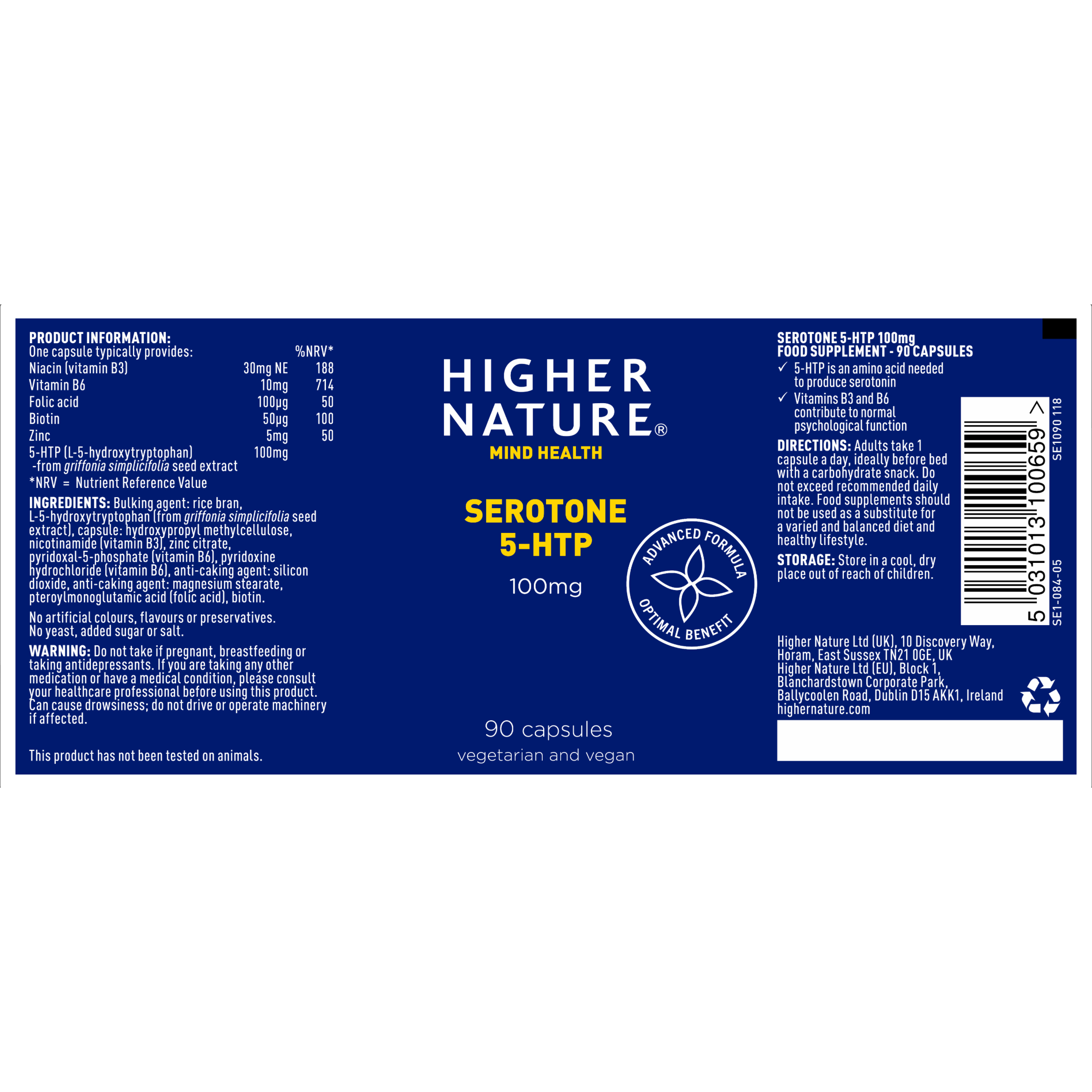 Higher Nature Serotone 5-HTP 100mg