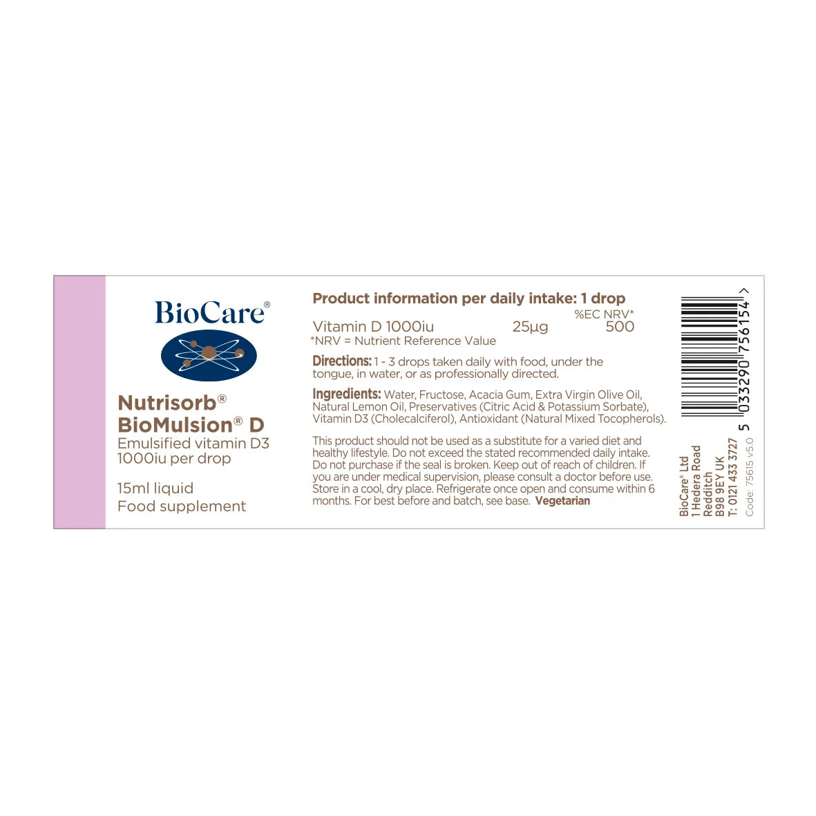 Biocare Nutrisorb BioMulsion® D 15ml