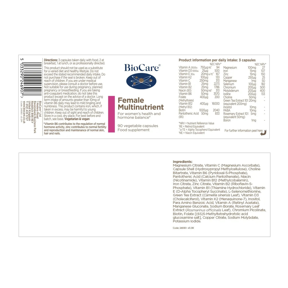 Biocare Female Multinutrient 90 Capsules