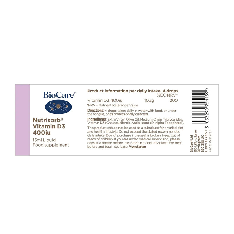 Biocare Nutrisorb® Vitamin D3 400iu 15ml