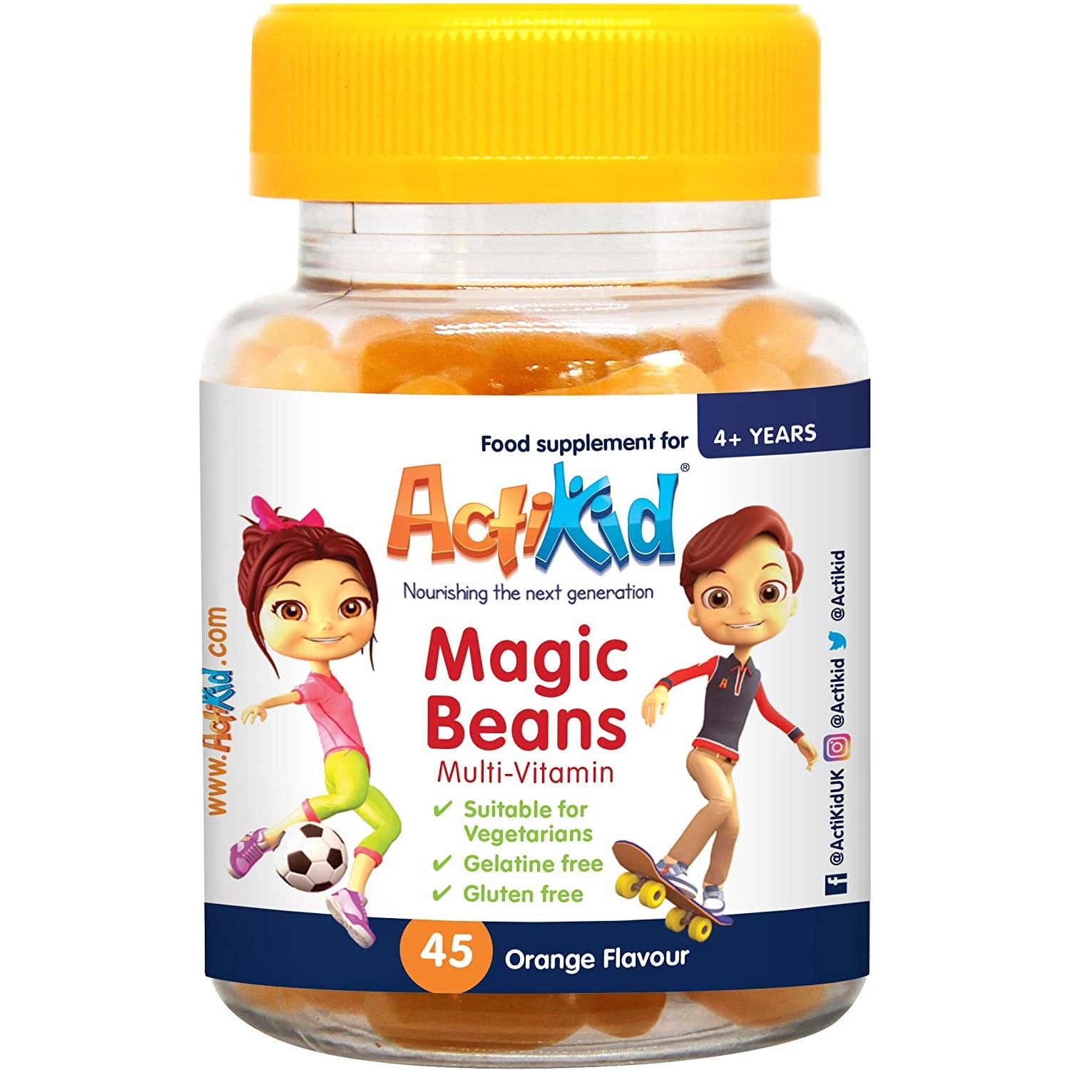 ActiKid Magic Beans 45x Orange Flavour Kids Multi Vitamins