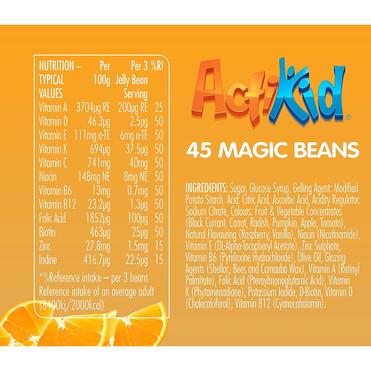 ActiKid Magic Beans 45x Orange Flavour Kids Multi Vitamins